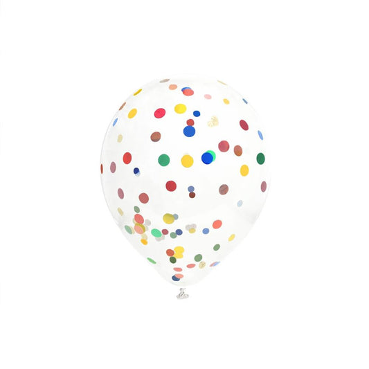 6 Ballons Transparants 30 cm avec Confettis Multicolores