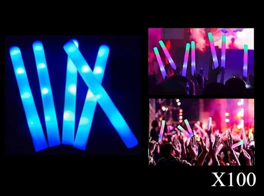 Lot de 10 Bâtons Lumineux LED en Mousse Bleu 47cm