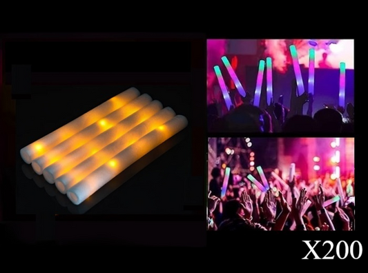 Lot de 200 Bâtons Lumineux LED en Mousse Orange 47cm