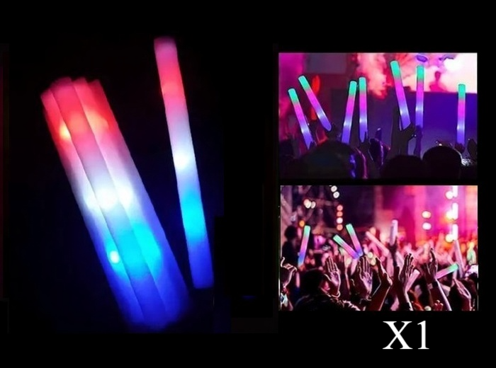 Bâton Lumineux LED en Mousse Tricolore France 47cm (Bleu, Blanc, Rouge)