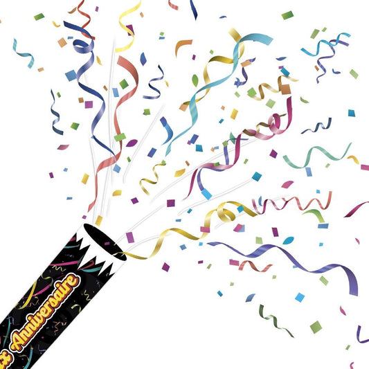 Canon à Confettis et Rubans Multicolores 39cm