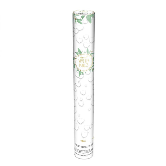 Canon à Confettis Cœur Blanc 38cm