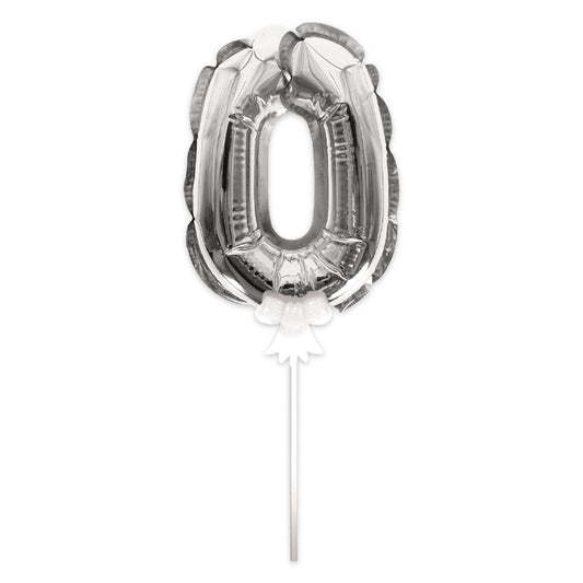 Topper Ballon "0" pour Gâteau Argent