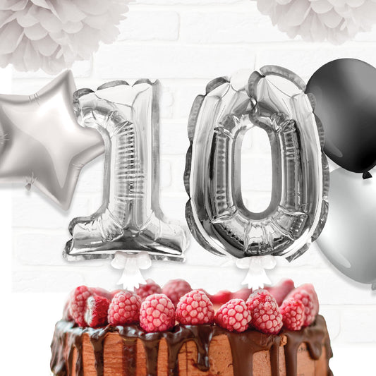 Topper Ballon "0" pour Gâteau Argent