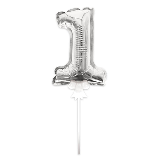 Topper Ballon "1" pour Gâteau Argent