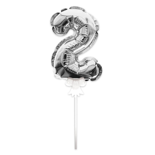 Topper Ballon "2" pour Gâteau Argent