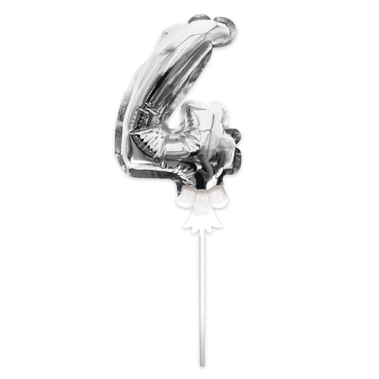 Topper Ballon "4" pour Gâteau Argent