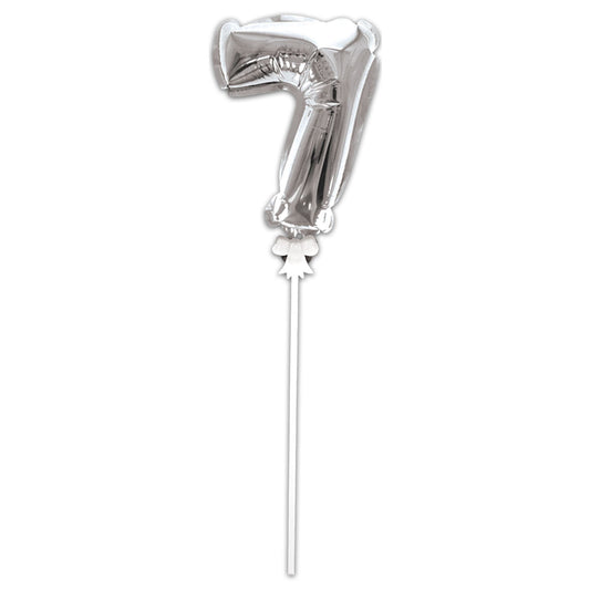 Topper Ballon "7" pour Gâteau Argent