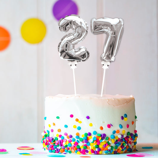 Topper Ballon "7" pour Gâteau Argent