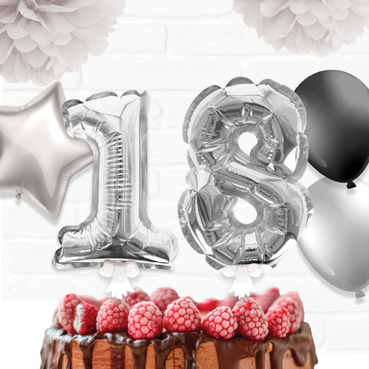 Topper Ballon "8" pour Gâteau Argent