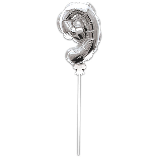 Topper Ballon "9" pour Gâteau Argent