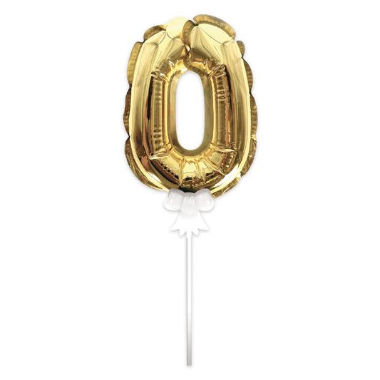 Topper Ballon "0" pour Gâteau Or