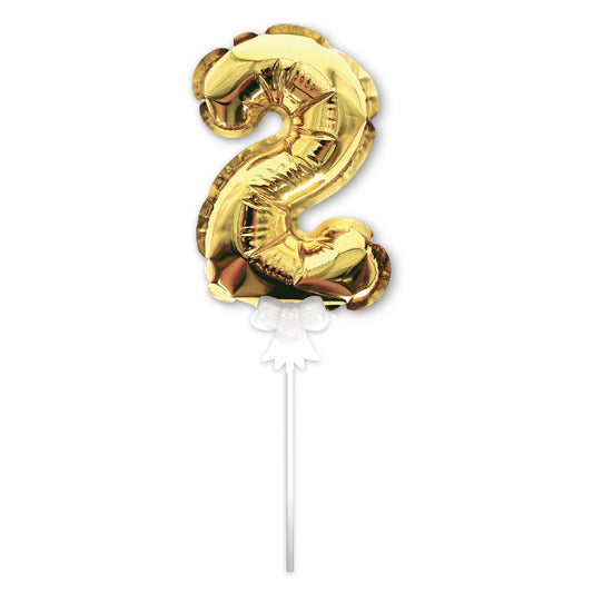 Topper Ballon "2" pour Gâteau Or