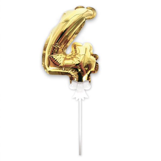 Topper Ballon "4" pour Gâteau Or