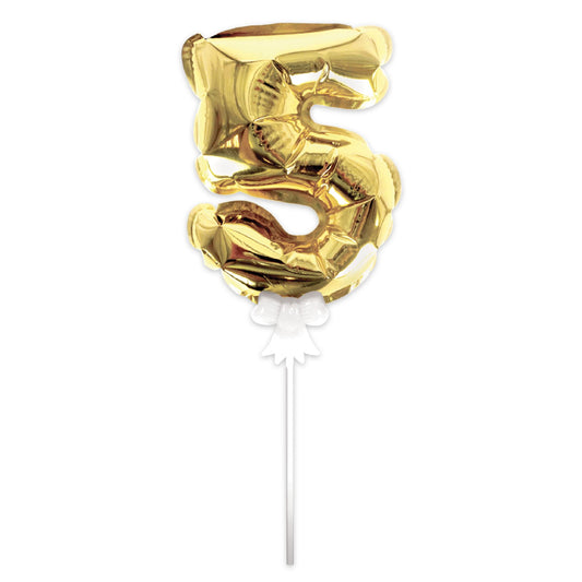 Topper Ballon "5" pour Gâteau Or