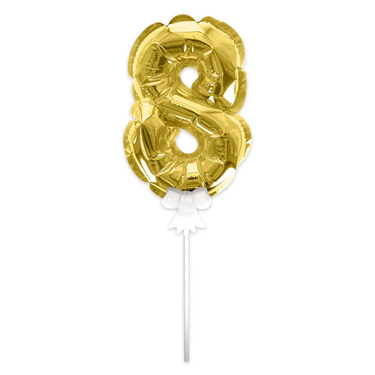 Topper Ballon "8" pour Gâteau Or
