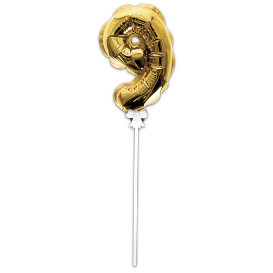 Topper Ballon "9" pour Gâteau Or