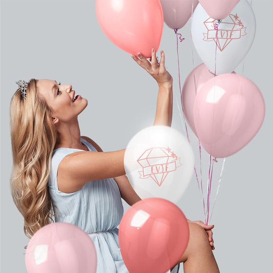 6 Ballons Rose et Blanc EVJF 30 cm