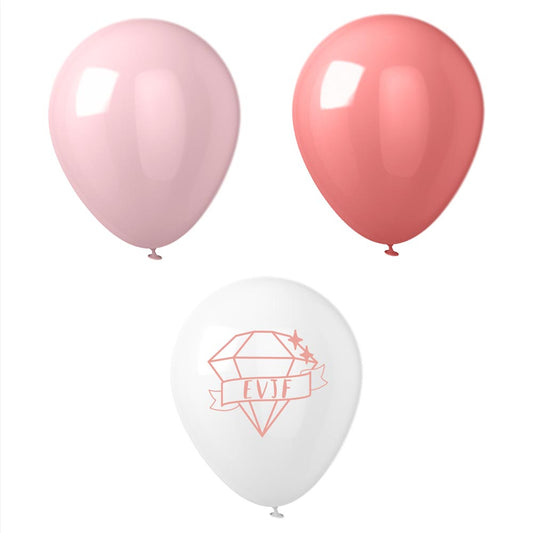 6 Ballons Rose et Blanc EVJF 30 cm