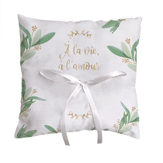 Coussin d’Alliance Mariage Blanc – À la Vie, à l’Amour