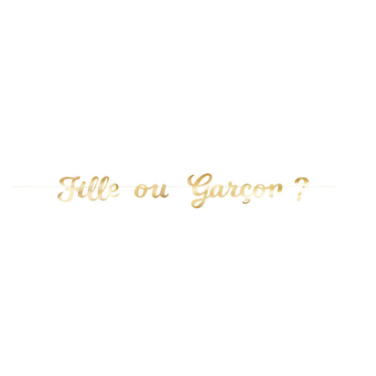 Guirlande Lettres "Fille ou Garçon" – Décoration Gender Reveal Or Métallisé