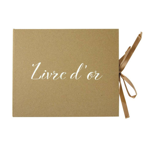 Livre d'Or Kraft et Or avec Rubans – 80 Pages