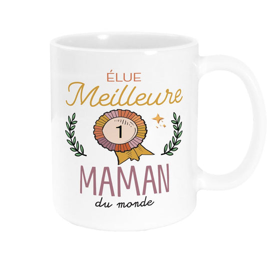 Mug Blanc "Élue Meilleure Maman du Monde"