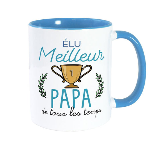Mug Blanc et Bleu "Élu Meilleur Papa de Tous les Temps"