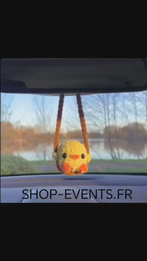 Poussin en Crochet pour Rétroviseur de Voiture | Accessoire Décoratif Fait Main