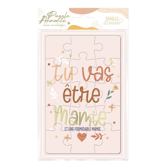 Carte Puzzle Annonce "Tu Vas Être Mamie" – Idée Cadeau Originale