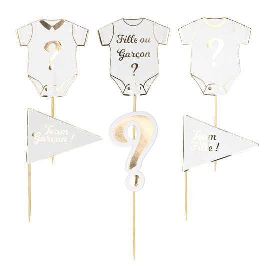 Set de 6 Décorations Gender Reveal pour Gâteaux – Team Fille ou Garçon