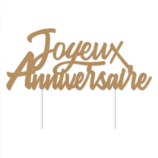 Topper Gâteau "Joyeux Anniversaire" Carton Kraft